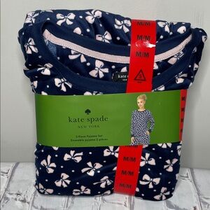Kate Spade Navy Pajama Set with Pink Bows